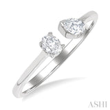 1/3 Ctw Toi Et Moi Oval and Pear Cut Diamond Open Fashion Ring in 14K White Gold