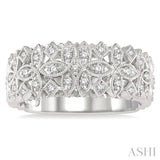 1/3 Ctw Lattice Marquise & Princess Mounts Round Cut Diamond Band in 14K White Gold
