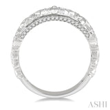 1/3 Ctw Lattice Marquise & Princess Mounts Round Cut Diamond Band in 14K White Gold