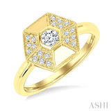 1/4 Ctw Hexagon Shape Round Cut Diamond Fashion Ring in 14K Yellow Gold