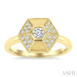 1/4 Ctw Hexagon Shape Round Cut Diamond Fashion Ring in 14K Yellow Gold