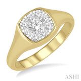 1/2 Ctw Cushion Shape Lovebright Diamond Ring in 14K Yellow and White Gold