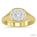 1/2 Ctw Cushion Shape Lovebright Diamond Ring in 14K Yellow and White Gold