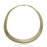Make a statement with this 18K collar necklace with an all over ribbed texture.