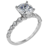 This 18k white gold engagement set certainly makes a statement with 1.72 ctw of white diamonds set in three rows.