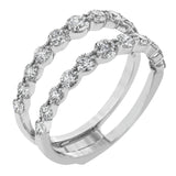 This 18k white gold engagement set certainly makes a statement with 1.72 ctw of white diamonds set in three rows.