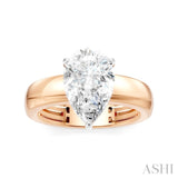 1/10 Ctw Pear Shape Round Cut Diamond Semi-Mount Engagement Ring in 14K Rose and White Gold