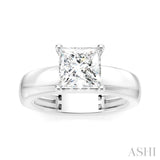 1/20 Ctw Princess Shape Round Cut Diamond Semi-Mount Engagement Ring in 14K White Gold