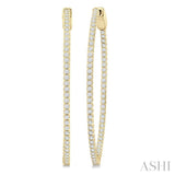 1 Ctw Inside-Out Round Cut Diamond 1/2-Inch Oval Hoop Earrings in 14K Yellow Gold