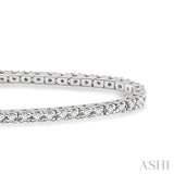 1 Ctw Square Shape Round Cut Diamond Tennis Bracelet in 18K White Gold