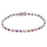 Platinum finished sterling silver colored stone bracelet 7.25