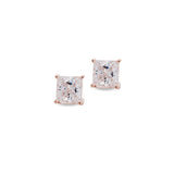 Rose gold finish sterling silver prong set 6mm princess cut simulated diamond earrings