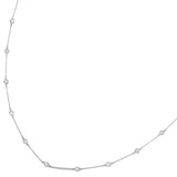 Platinum finish sterling silver 18 necklace with 14 round simulated diamonds