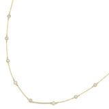 Gold finish sterling silver 18 necklace with 14 round simulated diamonds