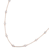 Rose gold finish sterling silver 18 necklace with 14 round simulated diamonds