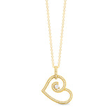Gold finish sterling silver micropave heart pendant with 84 simulated diamonds on 18 cable chain