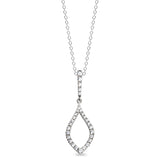 Platinum finish sterling silver micropave drop pendant with simulated diamonds on 18 cable chain