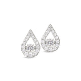 Platinum finish sterling silver micropave dancing stone teardrop earrings with simulated diamonds