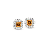 Platinum finish sterling silver micropave simulated citrine earrings with simulated diamonds