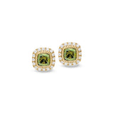 Gold finish sterling silver micropave simulated peridot earrings with simulated diamonds