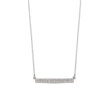 Platinum finish sterling silver micropave two row bar necklace with 46 simulated diamonds 16 - 18 adjustable cable chain