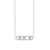 Platinum finish sterling micropave rectangular floating stones necklace simulated diamonds on 16 to 18 adjustable cable chai