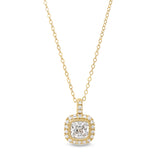 Gold finish sterling silver micropave simulated diamond pendant with simulated diamonds on 18 cable chain