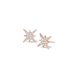 Rose gold finish sterling silver micropave starburst earrings with simulated diamonds