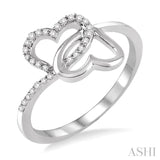 1/10 ctw Round Cut Diamond Twins Heart Shape Ring in 10K White Gold