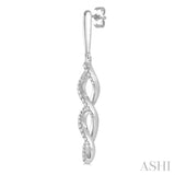 1/5 Ctw Swirl Round Cut Diamond Long Earrings in 10K White Gold