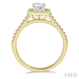 1/4 ctw Square Shape Diamond Semi-Mount Engagement Ring in 14K Yellow and White Gold