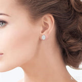 1/3 Ctw Oval Shape Lovebright Round Cut Diamond Bezel Stud Earrings in 14K White Gold