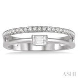 1/5 ctw Double Row Baguette and Round Diamond Fashion Ring in 14K White Gold