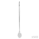 1/3 Ctw Oval Shape Dangler Lovebright Round Cut Diamond Earring in 14K White Gold