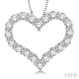 1 Ctw Heart Shape Round Cut Diamond Pendant With Chain in 14K White Gold