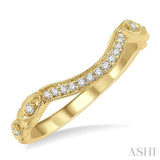 1/10 ctw Arched Center Marquise lattice Round Cut Diamond Wedding Band in 14K Yellow Gold