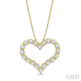 3/4 ctw Heart Shape Round Cut Diamond Pendant With Chain in 14K Yellow Gold