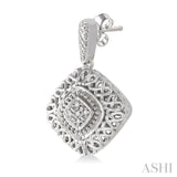 1/20 Ctw Cushion Shape Round Cut Diamond Earrings in Sterling Silver