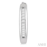 1/10 Ctw Inlay Petite Baguette Diamond Huggie Earrings in 10K White Gold