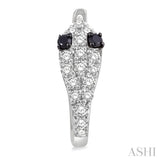 1/4 Ctw Serpent Head With Black Diamond Eyes Round Cut Diamond Huggie Petite Earrings in 10K White Gold