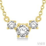 1/4 Ctw Three Stone Round Cut Diamond Necklace in 14K Yellow Gold