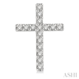 1/10 Ctw Cross Round Cut Diamond Petite Fashion Earrings in 10K White Gold