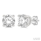 1 Ctw Round Cut Diamond Stud Earrings in 14K White Gold