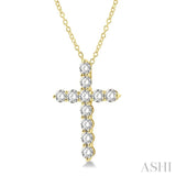 3 Ctw Latin Cross Round Cut Diamond Pendant With Chain in 14K Yellow Gold