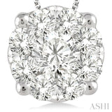 2 Ctw Lovebright Round Cut Diamond Pendant in 14K White Gold with Chain