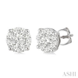 1 Ctw Round Cut Lovebright Diamond Stud Earrings in 14K White Gold