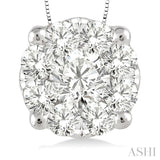 3/4 Ctw Lovebright Round Cut Diamond Pendant in 14K White Gold with Chain