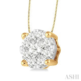 3/4 Ctw Lovebright Round Cut Diamond Pendant in 14K Yellow and White Gold with Chain