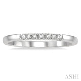 1/10 Ctw Straight Row Center Round Cut Diamond Stackable Fashion Petite Band in 10K White Gold
