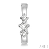 1/6 Ctw Three Stone Round Cut Diamond Huggie Petite Earrings in 14K White Gold